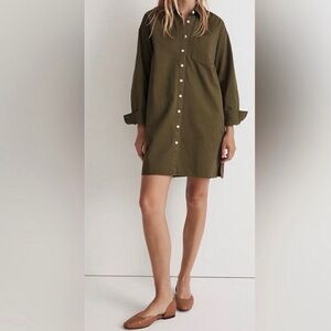 Madewell green button down dress size small